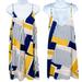 Urban Outfitters Dresses | Entro Geometric Abstract Print Mini Swing Satin Slip Dress Blue Yellow Medium | Color: Blue/Yellow | Size: M