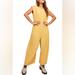 Free People Pants & Jumpsuits | Free People Heat Wave Linen-Blend Relaxed Open Back Jumpsuit, Honey | Color: Gold/Yellow | Size: Xl