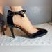 Nine West Shoes | Nwot Nine West Owley Black Patent Leather Pump With Ankle Strap And Bow Detail | Color: Black | Size: 9