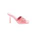 Marc Fisher Heels: Slip-on Stilleto Feminine Pink Solid Shoes - Women's Size 7 1/2 - Open Toe