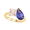 Whoiy Lab Grown Sapphire Wedding Bands for Her, 18K Yellow Gold Rings Elegant Pear Cut 3ct Lab Grown Sapphire Engagement Rings for Women Size I 1/2