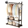 3 in 1 Clothes Rack, Bamboo Clothes Rack with Wheels, Coat Rack with Shoe Rack and Hooks, Strong and Durable, Easy to Install 92x33x158cm