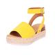 Sandals for Women Dressy Summer Wedge Sandals Casual Open Toe Rubber Sandals Buckle Ankle Women's Wedge Studded Sole Strap Women's Sandals Womens Walking Sandals Platform Sandals for Women (Yellow, 4)