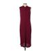 Talbots Casual Dress - Shirtdress High Neck Sleeveless: Burgundy Dresses - Women's Size 4