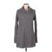 U-Knit Casual Dress - Mini High Neck Long sleeves: Gray Dresses - Women's Size Medium