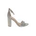 Sam Edelman Heels: Slip-on Chunky Heel Glamorous Silver Shoes - Women's Size 9