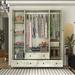 Wardrobe Armoire Closet 59"W Large Freestanding Wardrobe Cabinet White