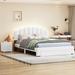 Queen Size Platform Bed with 1 Drawer, Upholstered Headboard and Nightstand, Nightstand with 2 Drawers