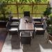 7-Piece Outdoor Patio Dining Set with Acacia Wood Tabletop and Cushions