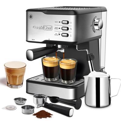 20 Bar Pump Espresso Machine Compatible with Capsules Filter, Milk Frother Steam Wand and 1.5L Water Tank