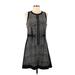 Rebecca Taylor Casual Dress - Mini Crew Neck Sleeveless: Black Dresses - Women's Size 8