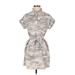 Vince Camuto Casual Dress - Shirtdress Collared Short sleeves: Gray Camo Dresses - Women's Size X-Small