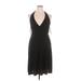 H&M Casual Dress - Party Plunge Sleeveless: Black Print Dresses - Women's Size 14