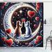 East Urban Home Cat Shower Curtain Toasting Kitty Couple Moon Star in Indigo & Scarlet Polyester | 70 H x 69 W in | Wayfair