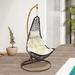 Dakota Fields Nauman Modern Porch Swing Chair w/ Stand Wicker/Rattan in Black | 74 H x 40 W x 40 D in | Wayfair C4306DAC5B184A07BE52A851BF4C3ACD