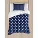 East Urban Home Navy Blue Duvet Cover Set, Maritime Anchor Whale, Twin, Navy Blue White Microfiber in Blue/White | Wayfair