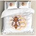 East Urban Home Honeycomb Duvet Cover Set, Beekeeping Composition, Earth Yellow Beige Microfiber in Brown/White/Yellow | Wayfair