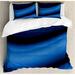 East Urban Home Dark Blue Duvet Cover Set, Abstract Wavy Blurry, Pale Blue Dark Blue Microfiber in Black/Blue | Wayfair