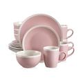 Hokku Designs Calume Handmade Stoneware Dinnerware Set - Service for 4 Ceramic/Earthenware/Stoneware in Pink/White | Wayfair