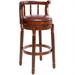 Alcott Hill® Bruto Swivel Counter & Bar Stool Wood/Leather/Genuine Leather in Brown | 33.8 H x 21.7 W x 21.7 D in | Wayfair