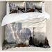 East Urban Home Steam Engine Duvet Cover Set, Train Snowy Scene, Calking, Pale Grey Microfiber in Gray | Wayfair EF2774A1926F49E9AB7562F1DDA671B5