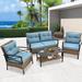 Breakwater Bay Vanwyk 4 - Person Outdoor Seating Group w/ Cushions Metal in Blue | Wayfair 0E11195EB76343FA952AA186A7F25125