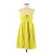 Nine West Casual Dress - A-Line: Yellow Print Dresses - Women's Size Medium
