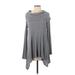 Cable & Gauge Casual Dress - Mini High Neck Long sleeves: Gray Dresses - Women's Size Small