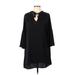 Old Navy Casual Dress - Shift Tie Neck 3/4 sleeves: Black Solid Dresses - Women's Size Large Petite