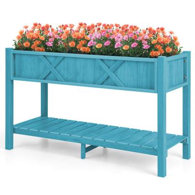 Costway Poly Wood Elevated Planter Box with Legs S...