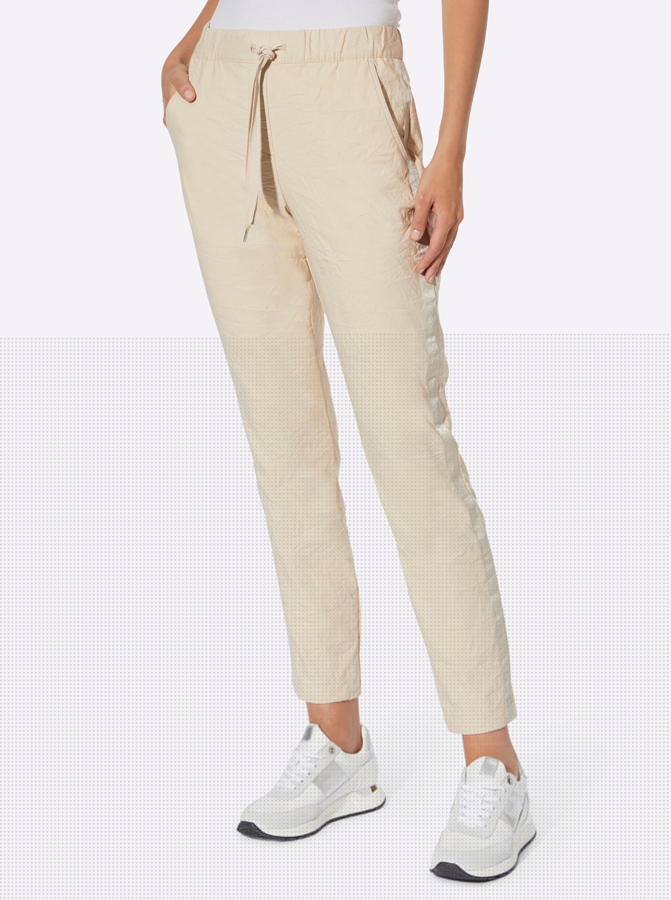Webhose HEINE, Damen, Gr. 36, Normalgrößen, beige (sand), 77% Viskose, 20% Polyamid, 3% Elasthan, unifarben, 7/8-Länge, Hosen Image