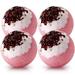 KASTU Dried Flower Bath .. Salt Balls 4 Pack Gift .. Set Rose Extract Essential Oils Moisturizing .. Dry Skin Fizzy Spa Relaxation Self Care Relaxing Bubble .. Bath Bomb Gifts Idea .. for Men Women