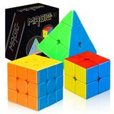 STEAM Life Speed Cube EC36 Set 3 Pack Magic Cube - Includes Speed Cubes 3x3 2x2 Speed Cube Pyramid Cube - Smoothly Puzzle Cube Collection for Kids Teens & Adults