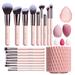 BS-MALL Makeup Brushes Premium SE33 Synthetic Foundation Powder Concealers Eye Shadows 18 Pcs Brush Set with 5 sponge & Holder Sponge Case (A-Pink)