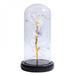 Artificial Gold Foil Rose Flower and LED Light String in Glass Dome On Wooden Base Gift for Women(Battery Not Included)