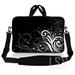 Laptop Skin Shop 12 - 13.3 inch Neoprene Laptop Sleeve Bag Carrying Case with Handle and Adjustable Shoulder Strap - Black and White Flower