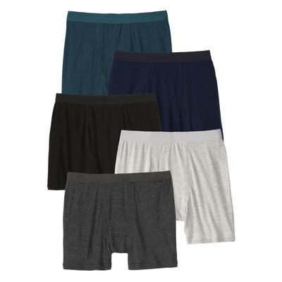 Men's Big & Tall Cotton Boxer Briefs 5-Pack by KingSize in Assorted Cools (Size 3XL)