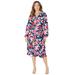 Plus Size Women's Liz&Me® Peasant Wrap Dress by Liz&Me in Navy Painted Floral (Size 2X)