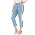 Plus Size Women's Classic Cotton Denim Capri by Jessica London in Light Wash Stripe (Size 16) Jeans