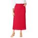 Plus Size Women's Classic Cotton Denim Midi Skirt by Jessica London in Vivid Red (Size 16) 100% Cotton