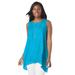 Plus Size Women's Crinkled Tunic by Jessica London in Ocean (Size 28 W) Long Shirt