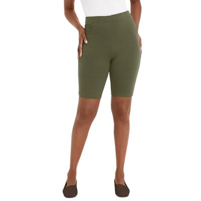 Plus Size Women's Everyday Stretch Cotton Bike Short by Jessica London in Dark Olive Green (Size 34/36)