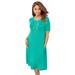 Plus Size Women's Stretch Knit A-Line Dress by Jessica London in Aqua Sea (Size 30/32)