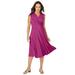 Plus Size Women's Stretch Knit Drape-Over Dress by Jessica London in Raspberry (Size 24 W)