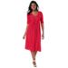 Plus Size Women's Stretch Knit Pleated Front Dress by Jessica London in Vivid Red Dot (Size 22 W)