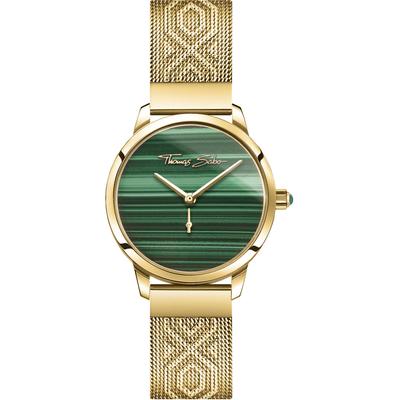 Quarzuhr THOMAS SABO "GARDEN SPIRIT", gold (goldfarben, malachit), Armbanduhren, Damen, Armbanduhr, Damenuhr, Zifferblatt aus Malachit, Edelstahlarmband Image