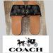 Coach Shoes | Coach Tea Rose Leather Slide Sandals | Color: Black/Silver | Size: 7