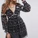 Free People Dresses | Free People Black Laced Long Sleeve Floral Embroidered Dress, Xs | Color: Black | Size: Xs