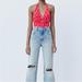 Zara Tops | New Zara Swirl Pattern Bodysuit Size S | Color: Orange/Pink | Size: S