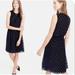 J. Crew Dresses | J Crew Navy Polka Dot Split Neck Silk Blend Dress 4 | Color: Black/Blue | Size: 2